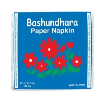 Bashundhara Paper Napkins 13″ Unscented- বসুন্ধরা পেপার ন্যাপকিন 13″ সুগন্ধবিহী- 100 pcs