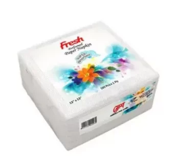 Fresh Paper Napkins 13″ Perfumed (100X1 Ply)- ফ্রেশ ন্যাপকিন সুগন্ধি পেপার 13″ (100X1 প্লাই) – each