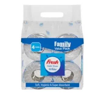 Fresh Toilet Tissue (Family Value Pack)- ফ্রেশ টয়লেট টিস্যু (ফ্যামিলি ভ্যালু প্যাক) – 4 pcs